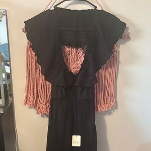 Free People Black Backless Ruffled Maxi Dress